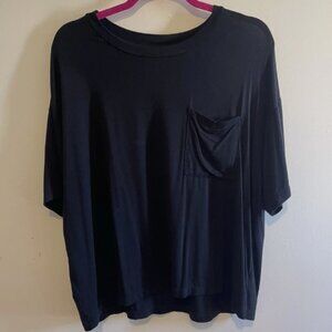 Aerie Black Basic Short Sleeve Pocket T-Shirt Tee Relaxed Size Small NEW NWOT